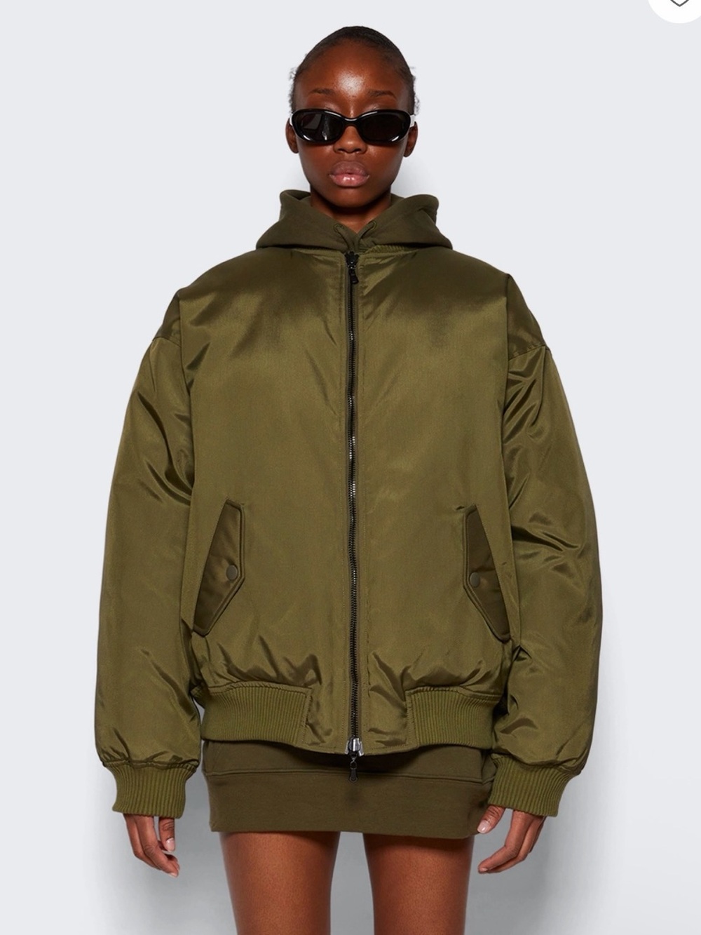 NWT WARDROBE.NYC Oversized Reversible Bomber Jacket Dark Military XS - Picture 4 of 7
